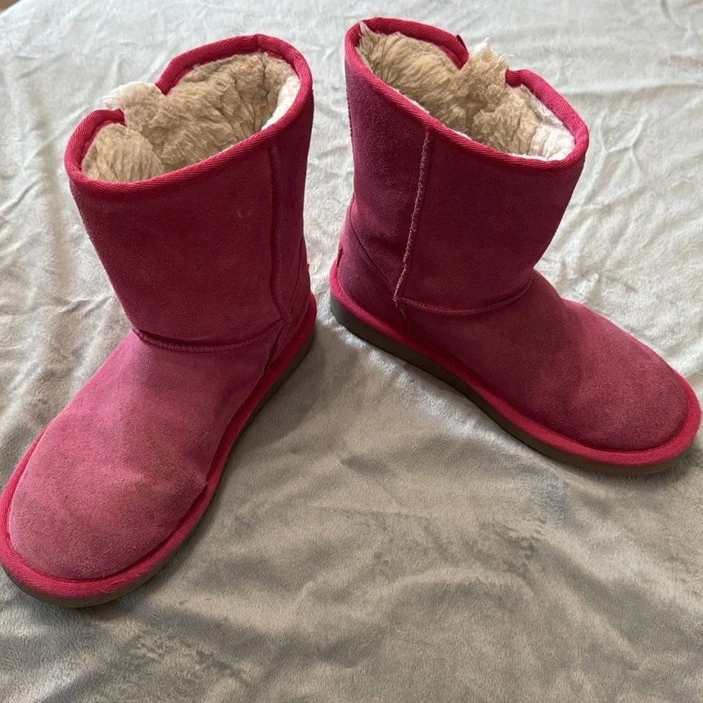 Koolaburra‎ by Ugg Girls 3 Suede Victoria Pink Bows Short Boots Warm Winter Kids